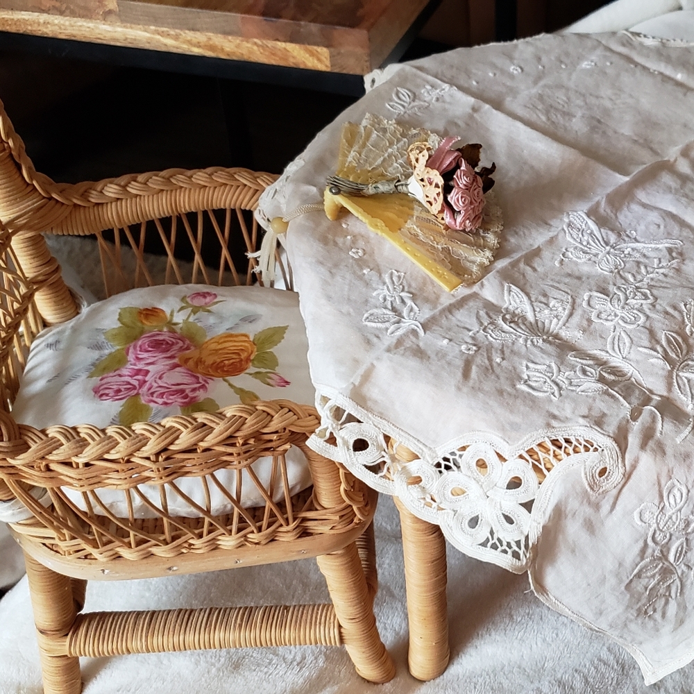 Vintage American Girl Wicker Table Set